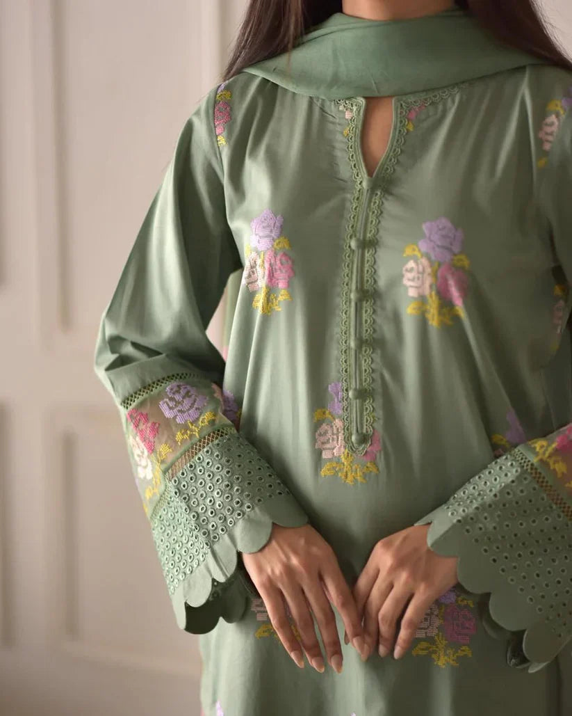 BLOSSOM COTTON LAWN 3pc STITCHED FOR GIRLS