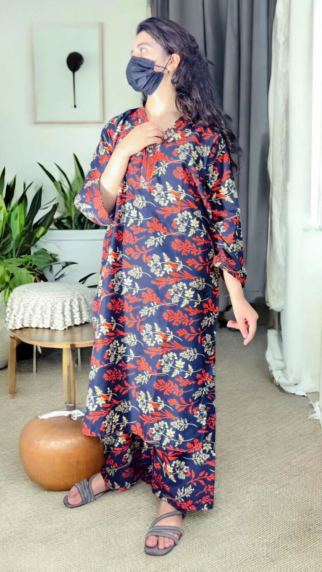 Sana digital print suit long length pocket style