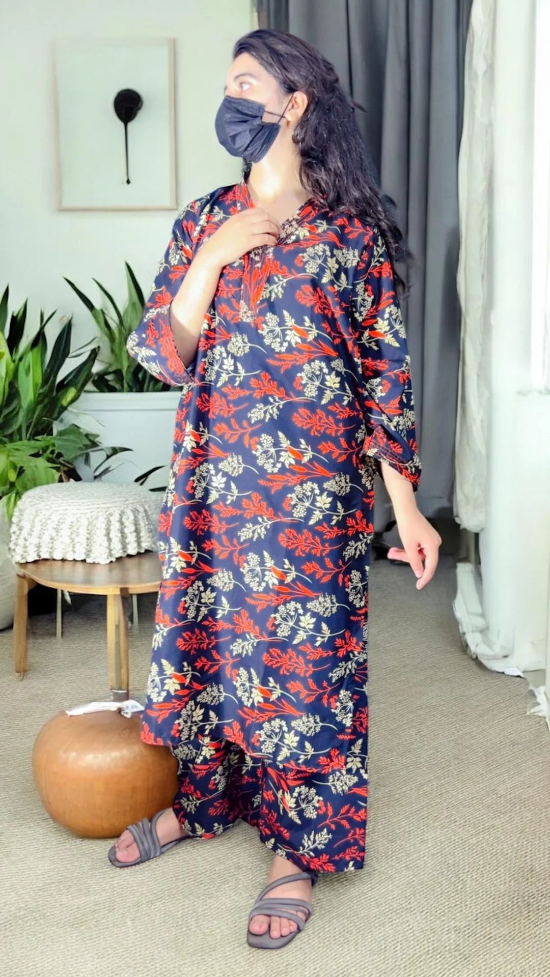 Sana digital print suit long length pocket style
