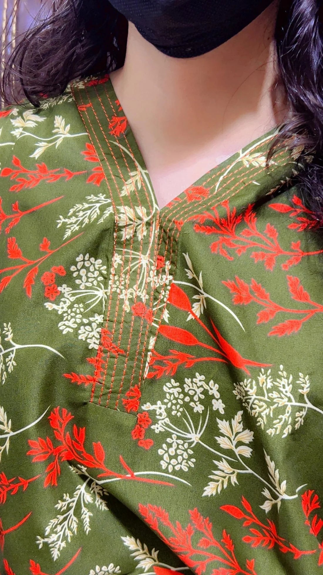 Hina digital print suit long length pocket style