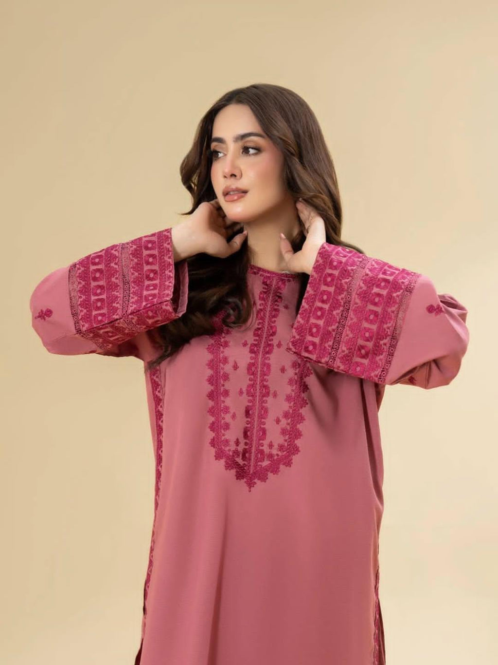Red Embroidery 2 PIECE STITCHED DRESS FOR GIRLS