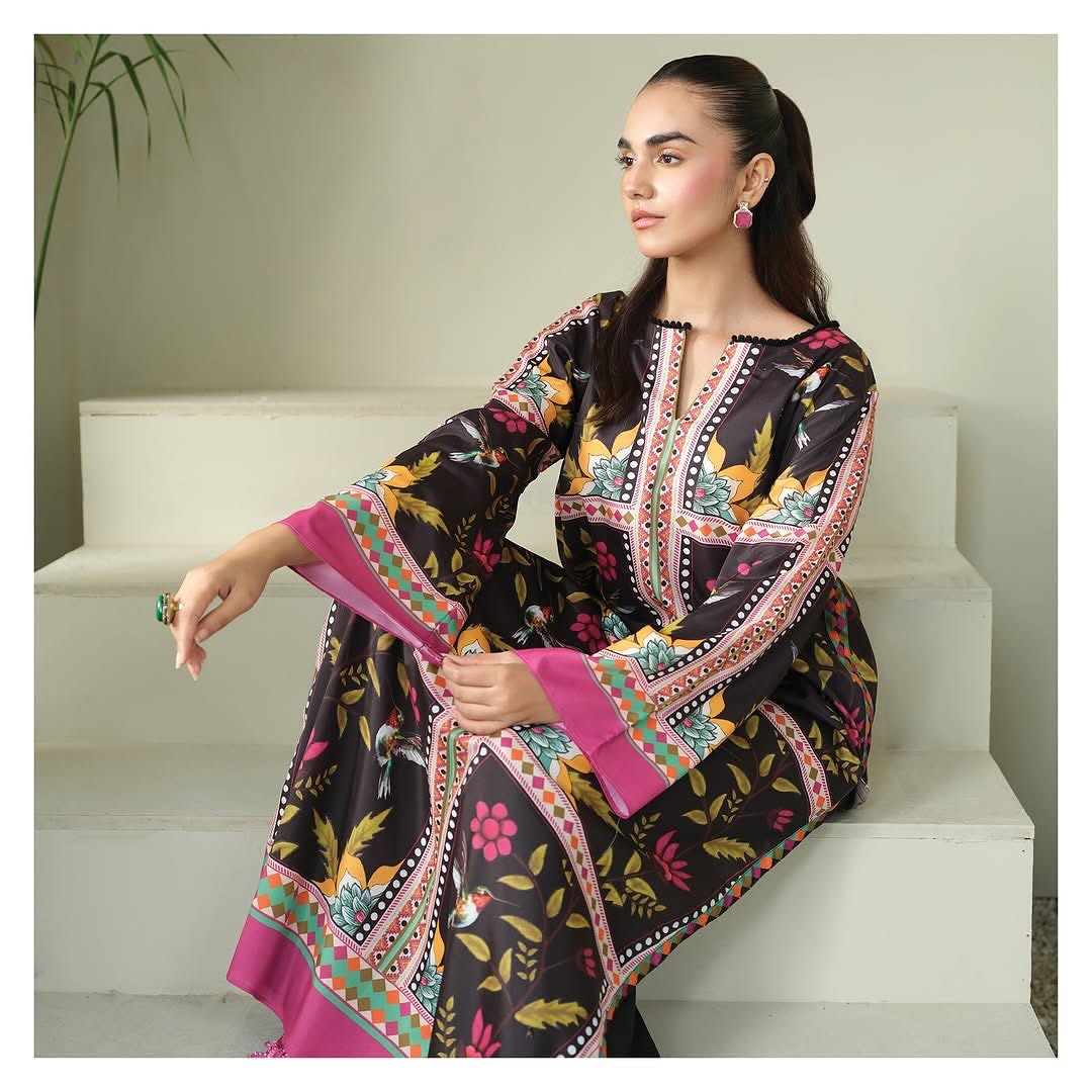 BLACK gulbhar  Digital Print Stitched 2-Piece